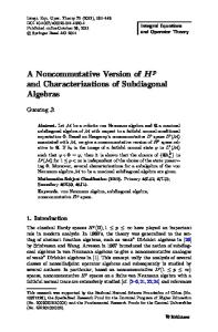 A Noncommutative Version of H  p  and Characterizations of Subdiagonal Algebras