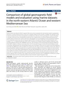 Comparison of global geomagnetic field models and evaluation using marine datasets in the north-eastern Atlantic Ocean and western Mediterranean Sea