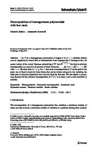 Decomposition of homogeneous polynomials with low rank