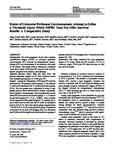 Extent of Colorectal Peritoneal Carcinomatosis: Attempt to Define a Threshold Above Which HIPEC Does Not Offer Survival Benefit: A Comparative Study