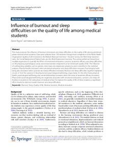 Influence of burnout and sleep difficulties on the quality of life among medical students