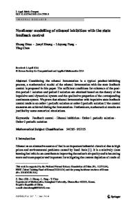 Nonlinear modelling of ethanol inhibition with the state feedback control