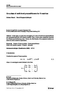 On a class of multi-level preconditioners for Z-matrices