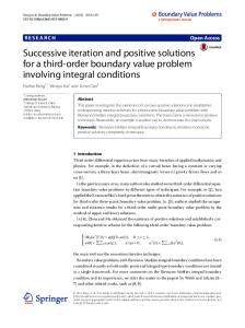 Successive iteration and positive solutions for a third-order boundary value problem involving integral conditions