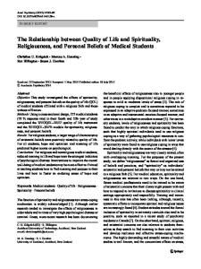 The Relationship between Quality of Life and Spirituality, Religiousness, and Personal Beliefs of Medical Students